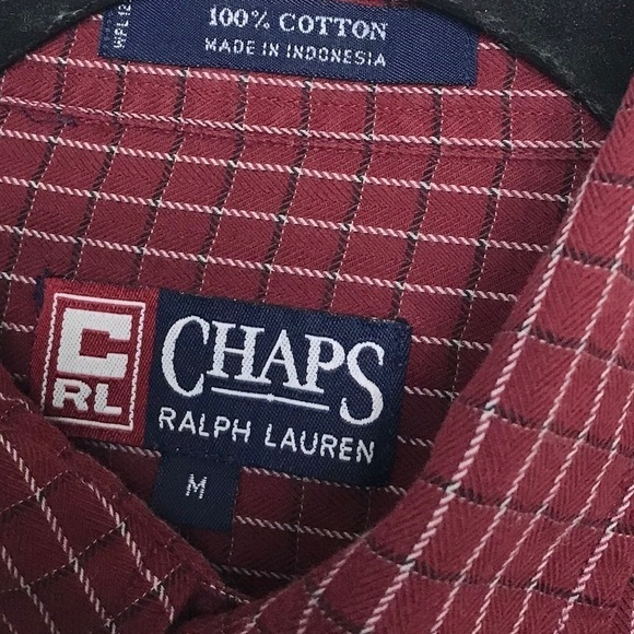 Chaps Ralph Lauren Burgundy Check Print Button Down Shirt Medium - Picture 7 of 8